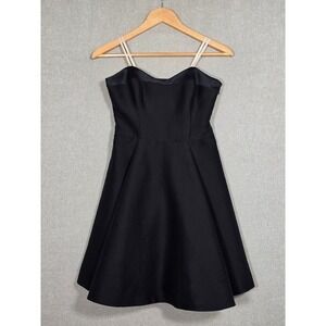 Halston Heritage Women's Black Cotton Silk Fit & Flare Mini Dress 0
